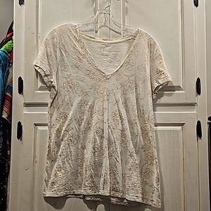 A new day women's floral shirt cream and sparkle copper large
